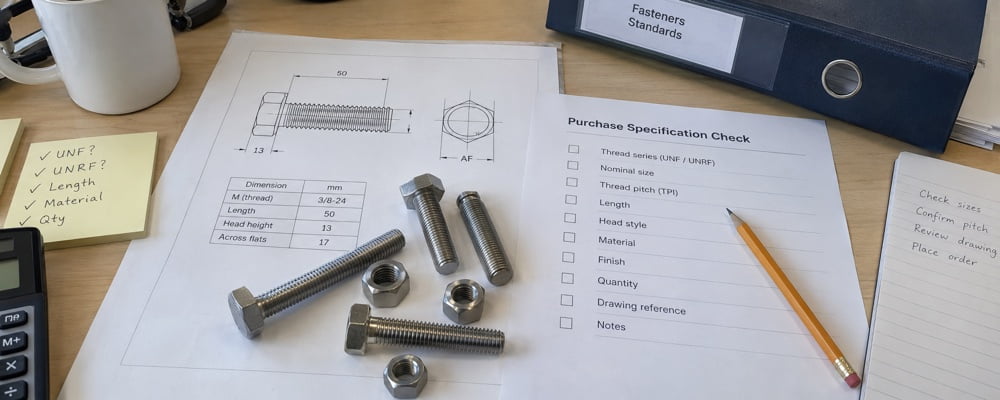 UNF thread vs. UNRF thread purchase specification checklist